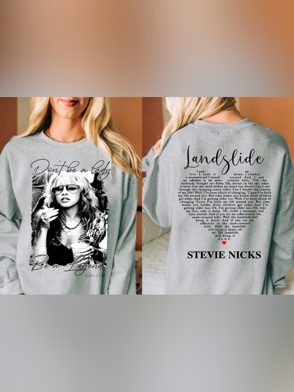 Stevie Nicks Graphic Crewneck Sweatshirt in Light Gray